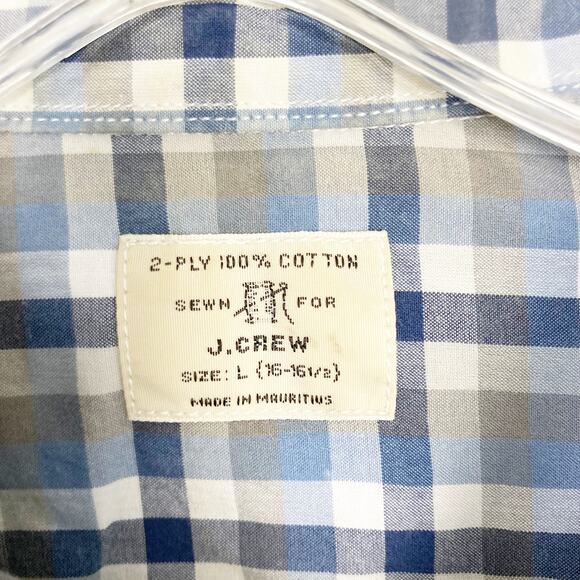 J. Crew Gray Blue Plaid Long Sleeve Button Down Sz L - Picture 2 of 5